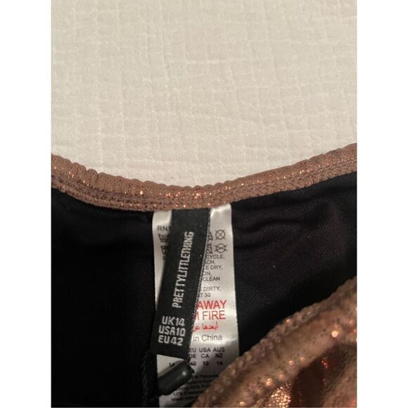 PrettyLittleThing Brown Shimmer Side Tie Bikini Bottoms NEW NWT - Picture 3 of 5